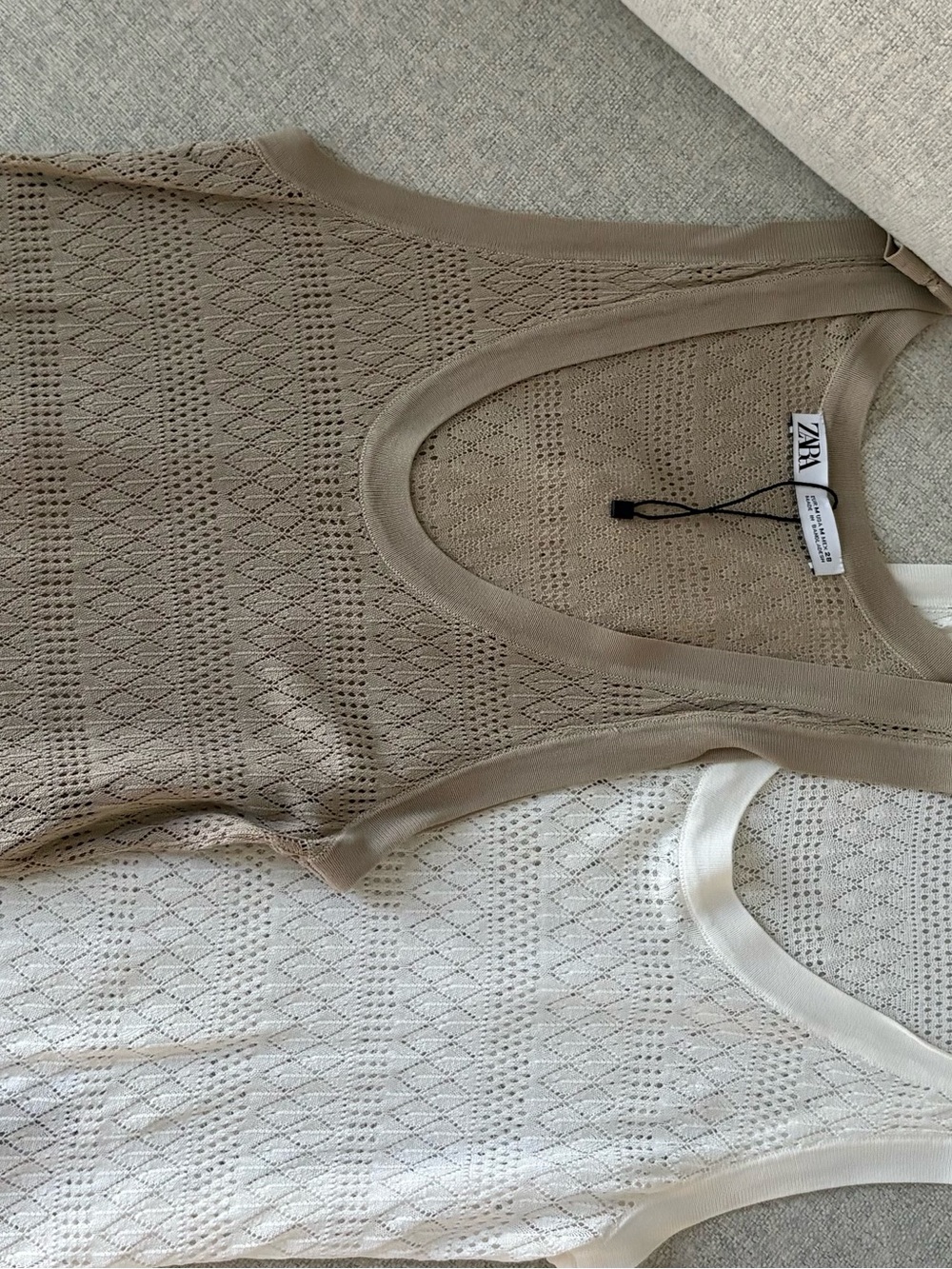 ZARA Knit Tank Top in Taupe and Black - set of 2